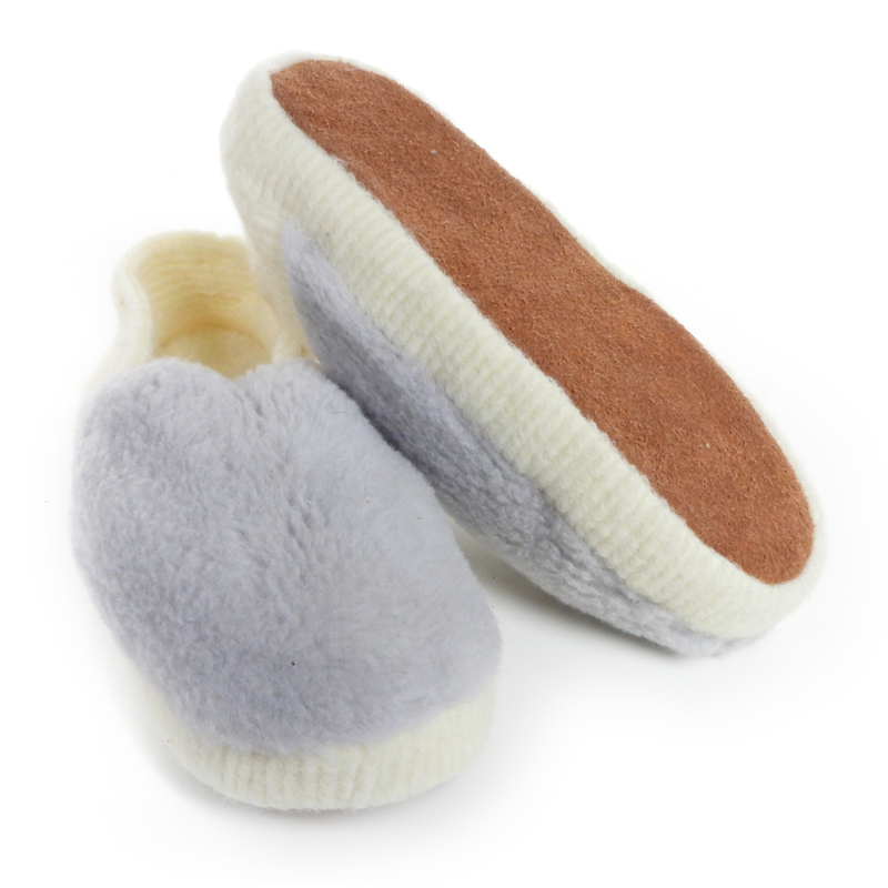 Hausschuh Wollflor Flauschies grau - Restposten
