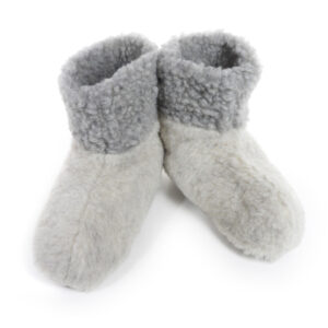 Hausschuh Yeti Wollflor hellgrau/grau - Restposten
