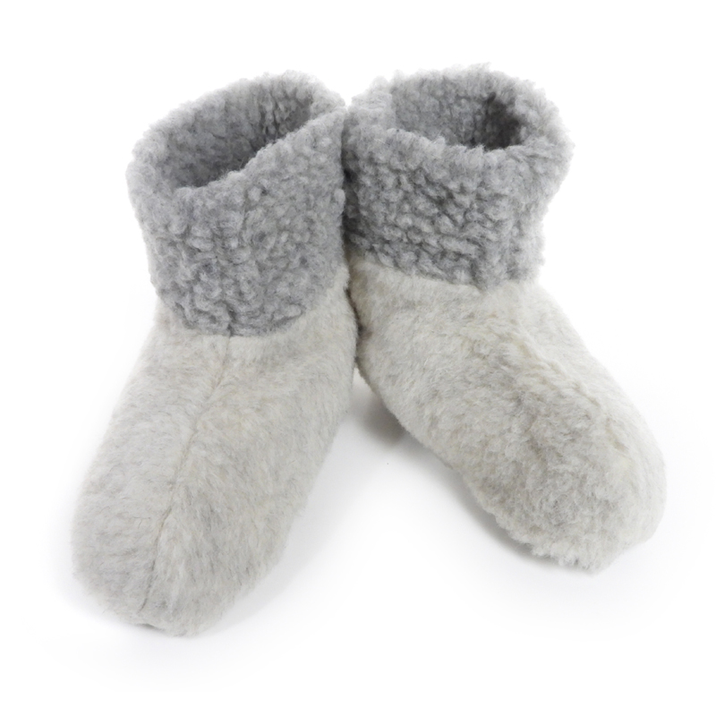 Hausschuh Yeti Wollflor hellgrau/grau - Restposten